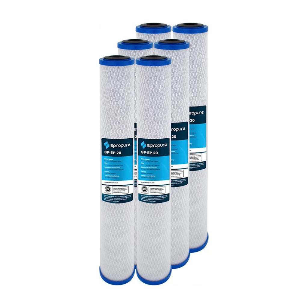 SpiroPure SP-EP-20 20 x 2.5 Inch Carbon liquid Filter Replacement, 6 Pack