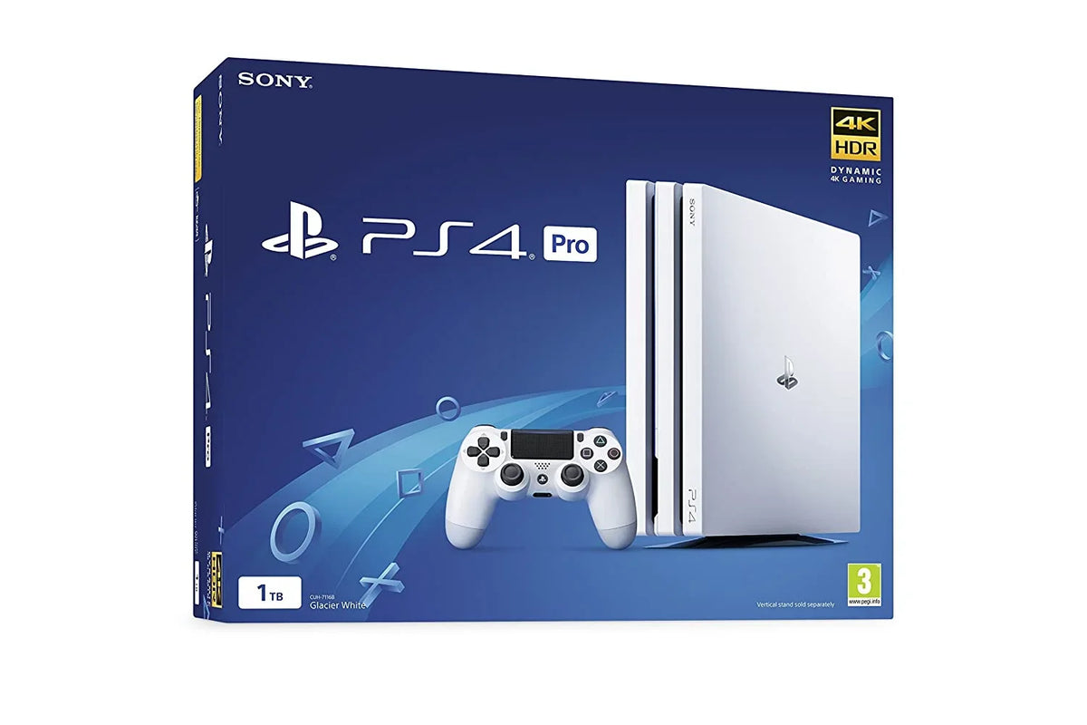 PlayStation 4 Pro 1TB White Gaming Console + Gaming Earbuds With Microphone BOLT AXTION Bundle Like New