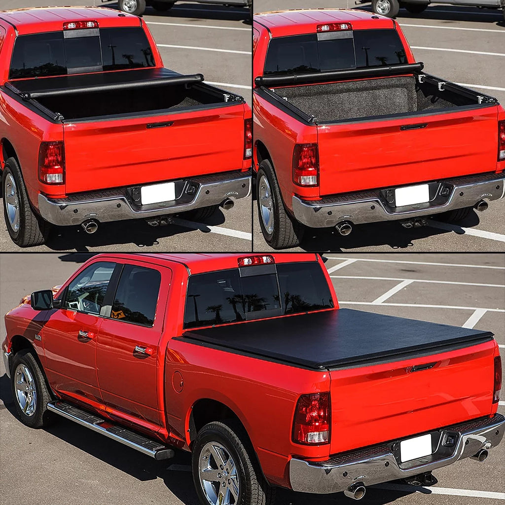 DNA Motoring TTC-RU-090 For 2019 to 2021  Ranger 5Ft Truck Short Bed Matte Black Vinyl Soft Top Roll-up Tonneau protector 20