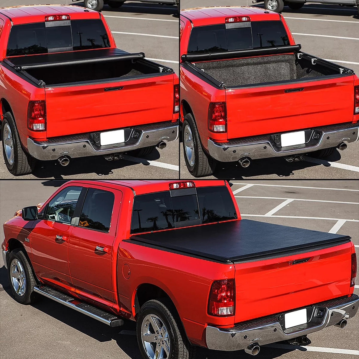 DNA Motoring TTC-RU-090 For 2019 to 2021  Ranger 5Ft Truck Short Bed Matte Black Vinyl Soft Top Roll-up Tonneau protector 20