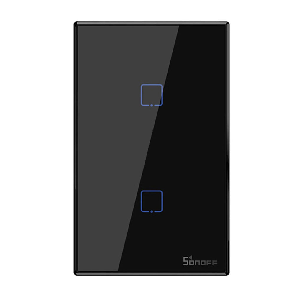 T3US2C-TX 2 Gang Smart WiFi Wall Light Switch 433Mhz RF Remote Control APP/Touch Control Timer US Standard Panel Smart Switch appropriate with Google Home/Nest & Alexa