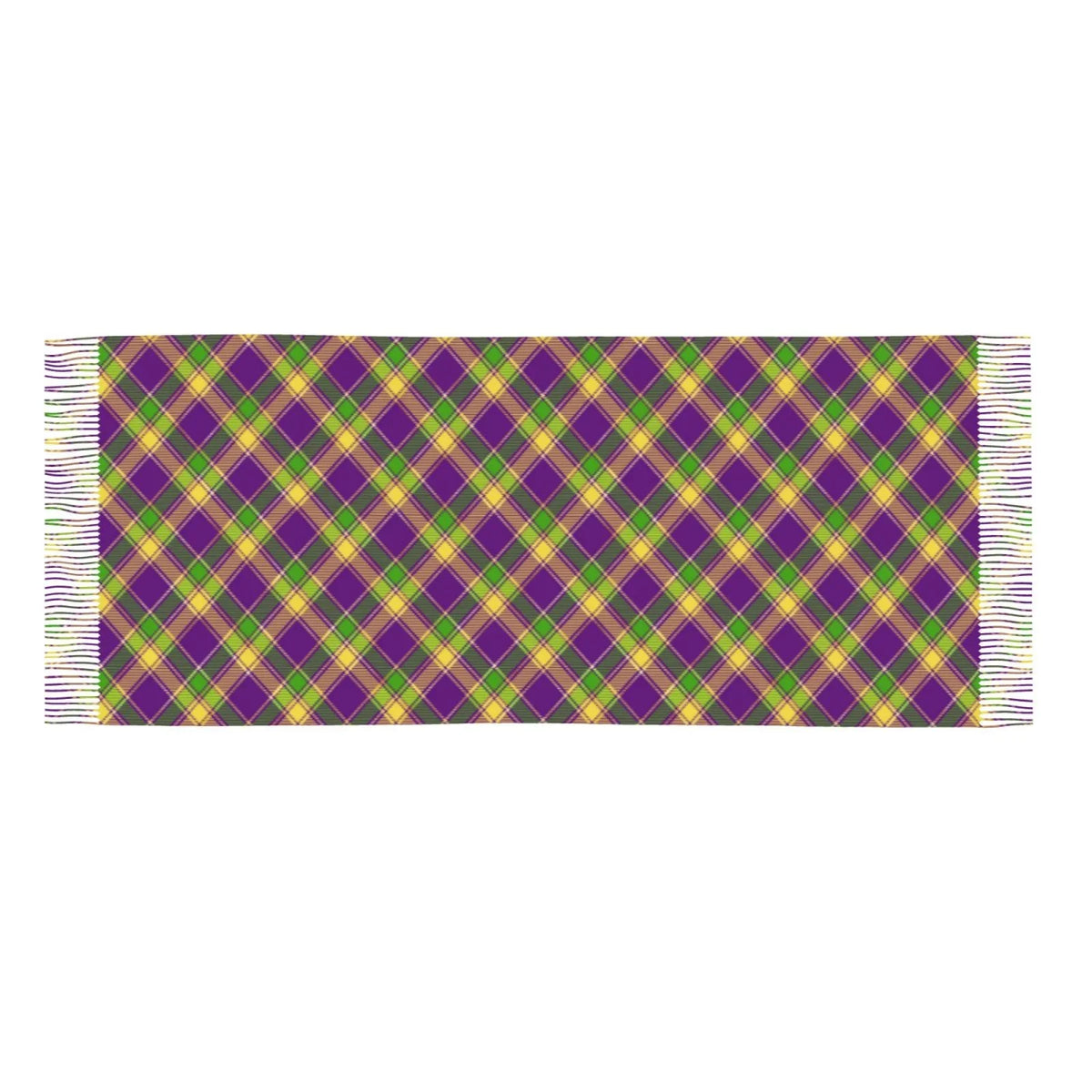 Bingfone Soft Cashmere Feel Scarf For Women Elegant Art Print Winter Warm Scarves Large Shawl Wrap Gifts- Mardi Gras Plaid