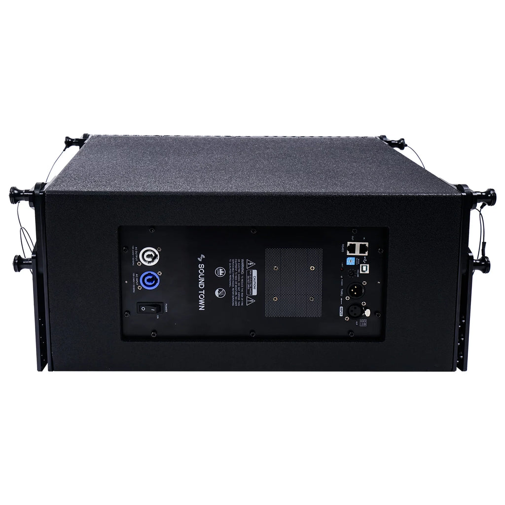 Sound Town ZETHUS Series Line Array Speaker System with Four Compact Powered 1 X 10-inch Line Array Speakers, Black for Stages, Clubs, Bars, Restaurants, Churches and Schools