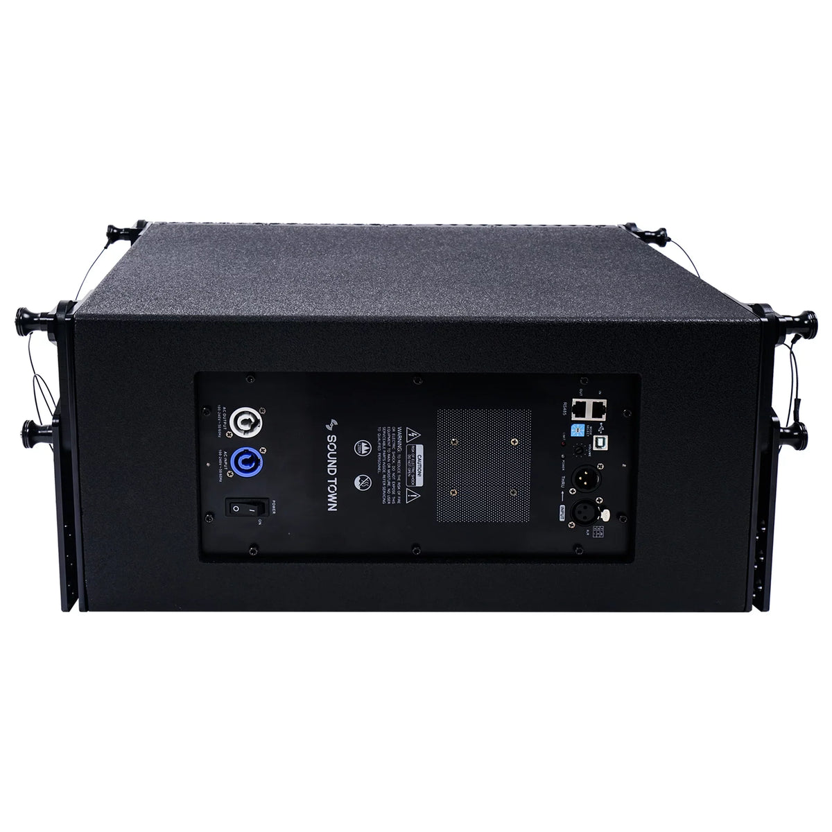 Sound Town ZETHUS Series Line Array Speaker System with Four Compact Powered 1 X 10-inch Line Array Speakers, Black for Stages, Clubs, Bars, Restaurants, Churches and Schools