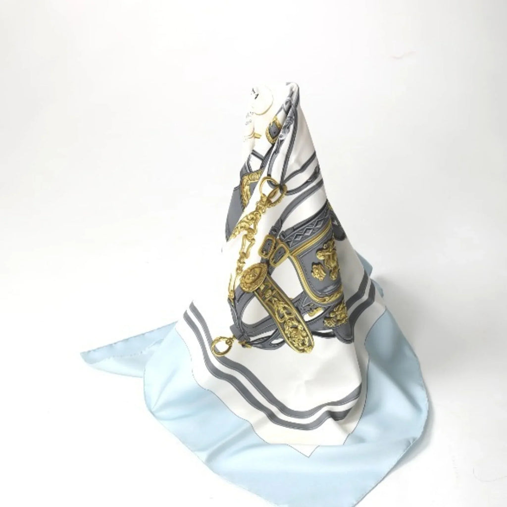 Pre-Owned HERMES Carre90 Hermes light blue scarf (Good)