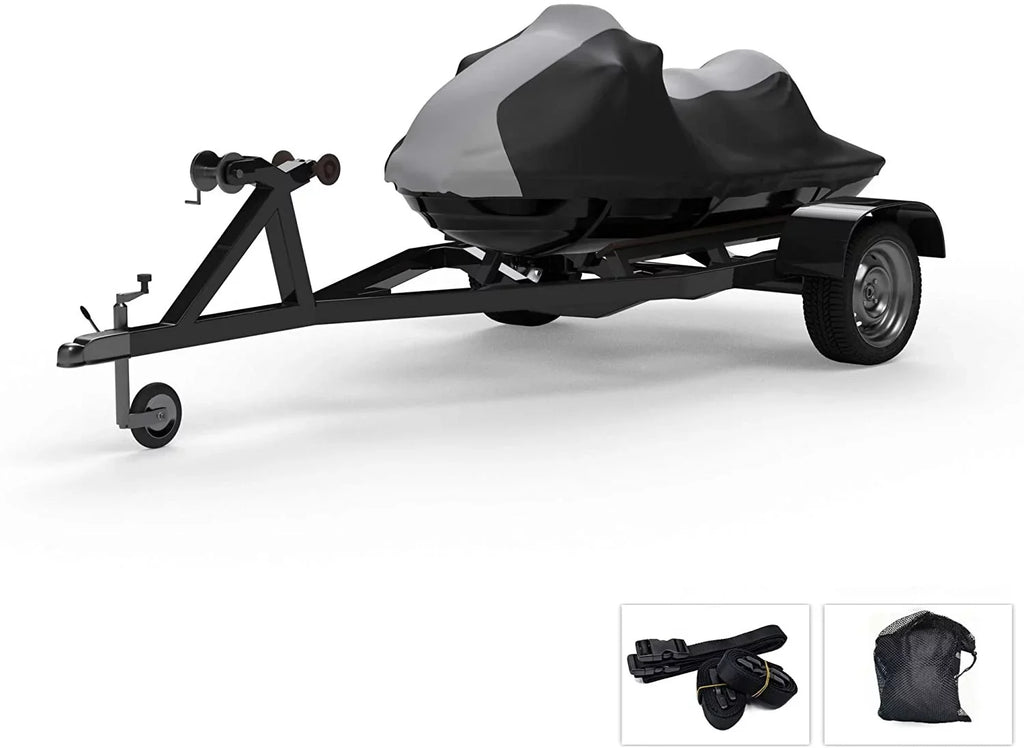 Weatherproof Jet Ski Covers for Yamaha Wave Runner GP 760 1997-2000 - Gray/Black Color - All atmospheric conditions - Trailerable - Protects from Rain, Sun, and More! Includes Trailer Straps and Storage Bag