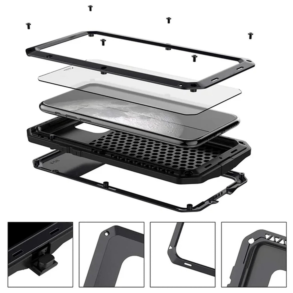 Gorilla Glass Aluminum Metal iPhone XS Max Case (Silver) Heavy Duty Military Grade Shockproof and Scratch protected Protection, Rugged Outdoor Travel