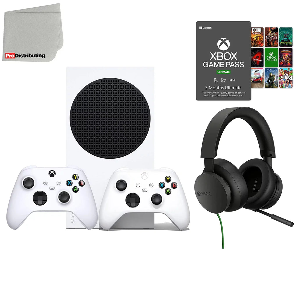 Xbox Series S 512GB All-Digital Video Game Console with Extra Wireless Controller - Robot White - Xbox Stereo Gaming Headset, 3-Month Gamepass Ultimate and Microfiber Cleaning Cloth