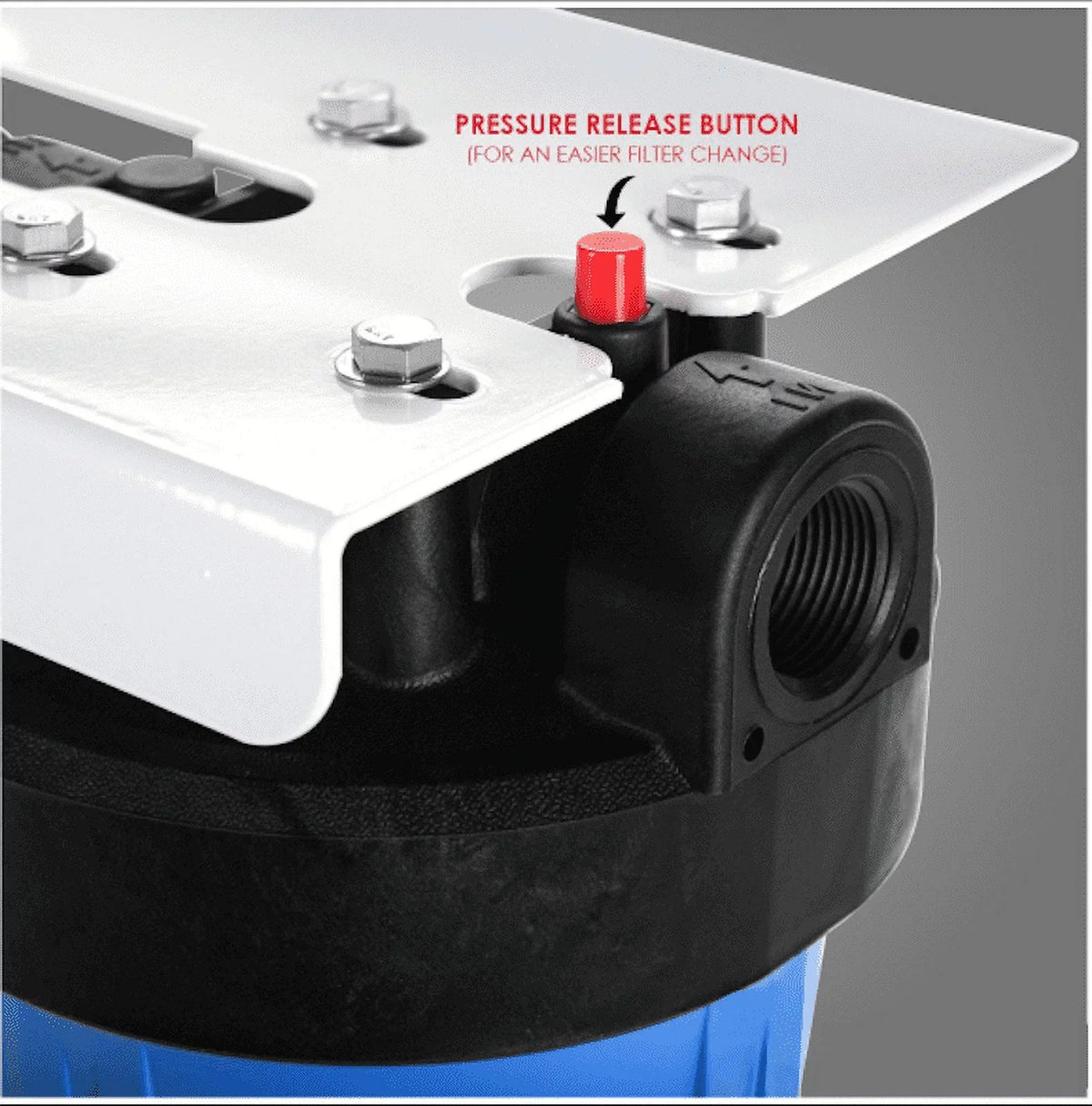 2 Pack: Big Blue Housing Canister aqua Sump 1" NPT w/ Pressure Relief for 4.5" x 20" Whole House Filters