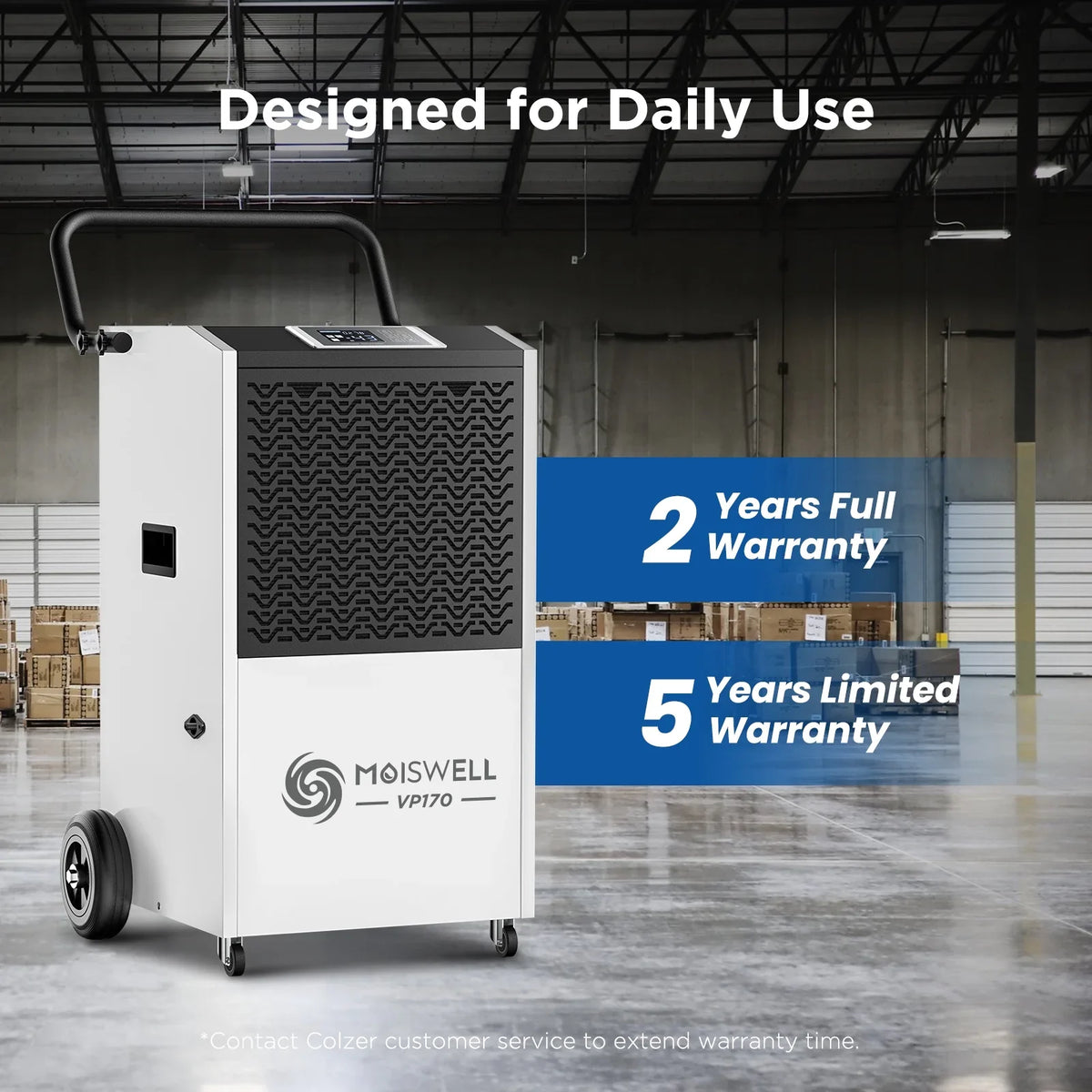 Moiswell 170 Pints Commercial Dehumidifier with Pump and Drain Hose - Ideal for Industrial Site, Basements, liquid Damage Unit for Large Spaces up to 7,500 Sq Ft - Auto Defrost, Memory Starting