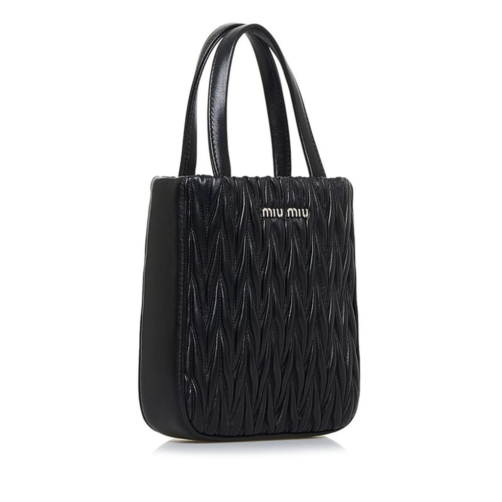 Pre-Owned Miu Miu Miu Materasse Nappa Crystal Shoulder Bag 5BA220 Black Silver Leather Ladies MIUMIU (Good)