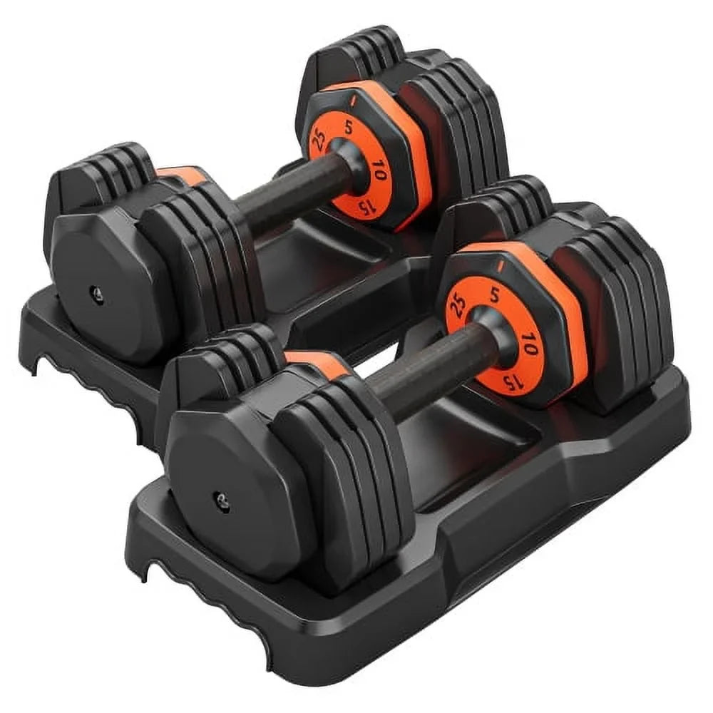 Adjustable Dumbbell Set 25LB Pairs 5 in 1 with Anti-Slip Metal Handle Fast Adjust Dumbbell Weight for Exercises Pair Dumbbells for Men and Women in Home Gym Workout Equipment