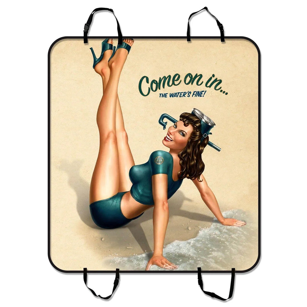 GCKG "PIN UP GIRL-COME ON IN" Pet Car Seat shield Dog Car Seat Mat Hammock Cargo Mat Trunk Mat For Cars Trucks and SUV 54x60 inches