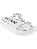 Karl Lagerfeld Paris Womens Belinda  Faux Leather Slip On Slide Sandals