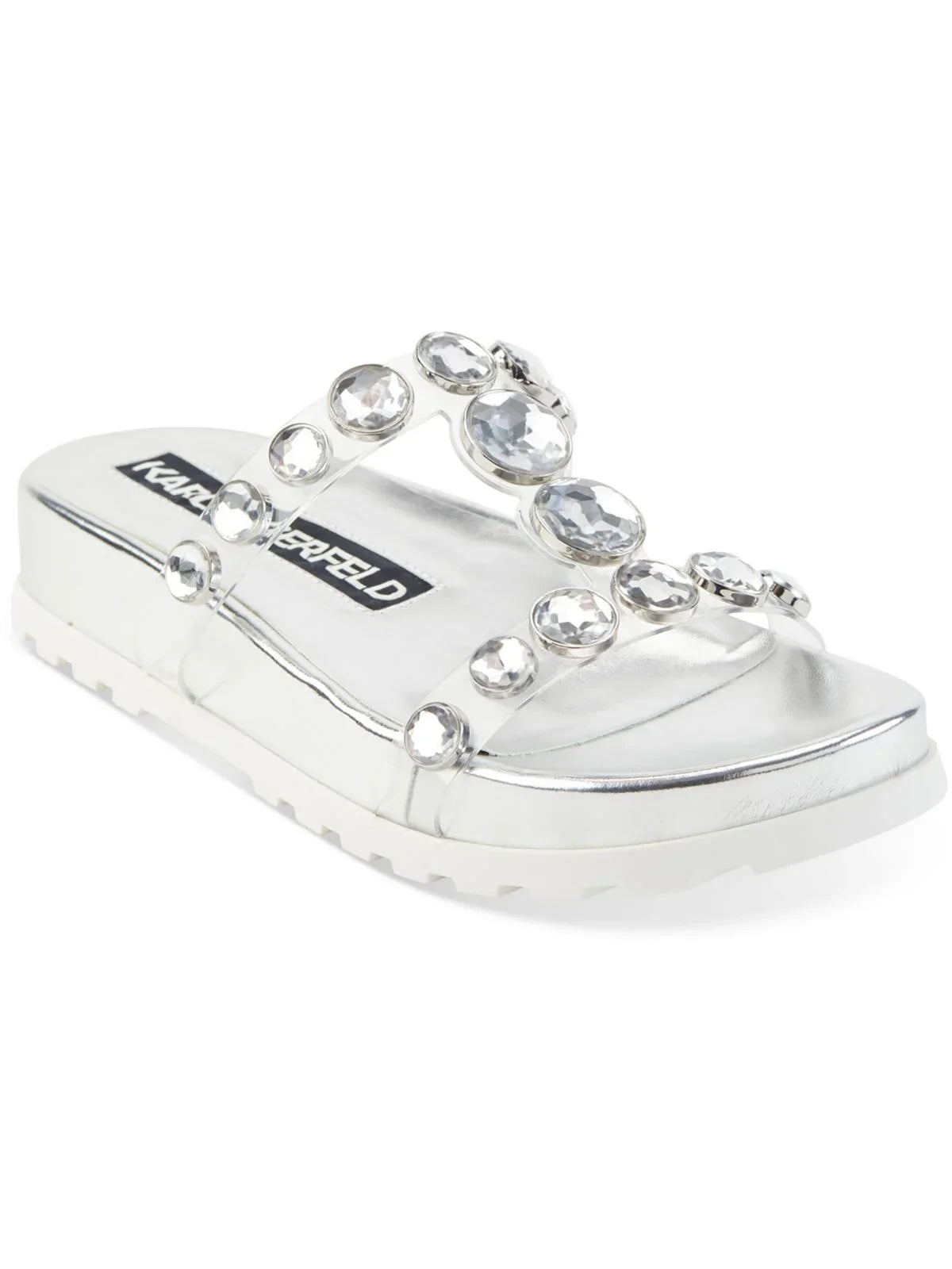Karl Lagerfeld Paris Womens Belinda  Faux Leather Slip On Slide Sandals