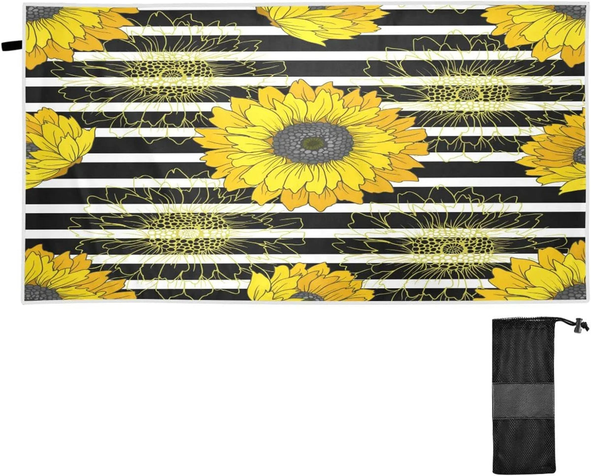 Bestwell Sunflower Beach Towel Oversized Towel Blanket, Thin Lightweight Microfiber Sand Free Quick Dry Towel, 30”X60” Multipurpose Pool Bath Yoga Swim Shower Towel