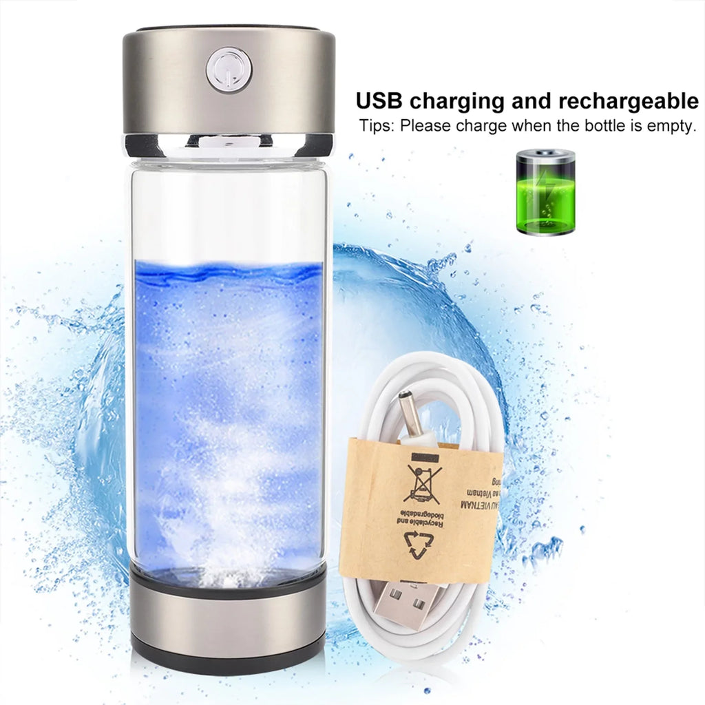 VIFERR Hydrogen moisture Bottle USB Charging Rich Hydrogen moisture Purifier Filter Glass Bottle Portable Lonizer Cup