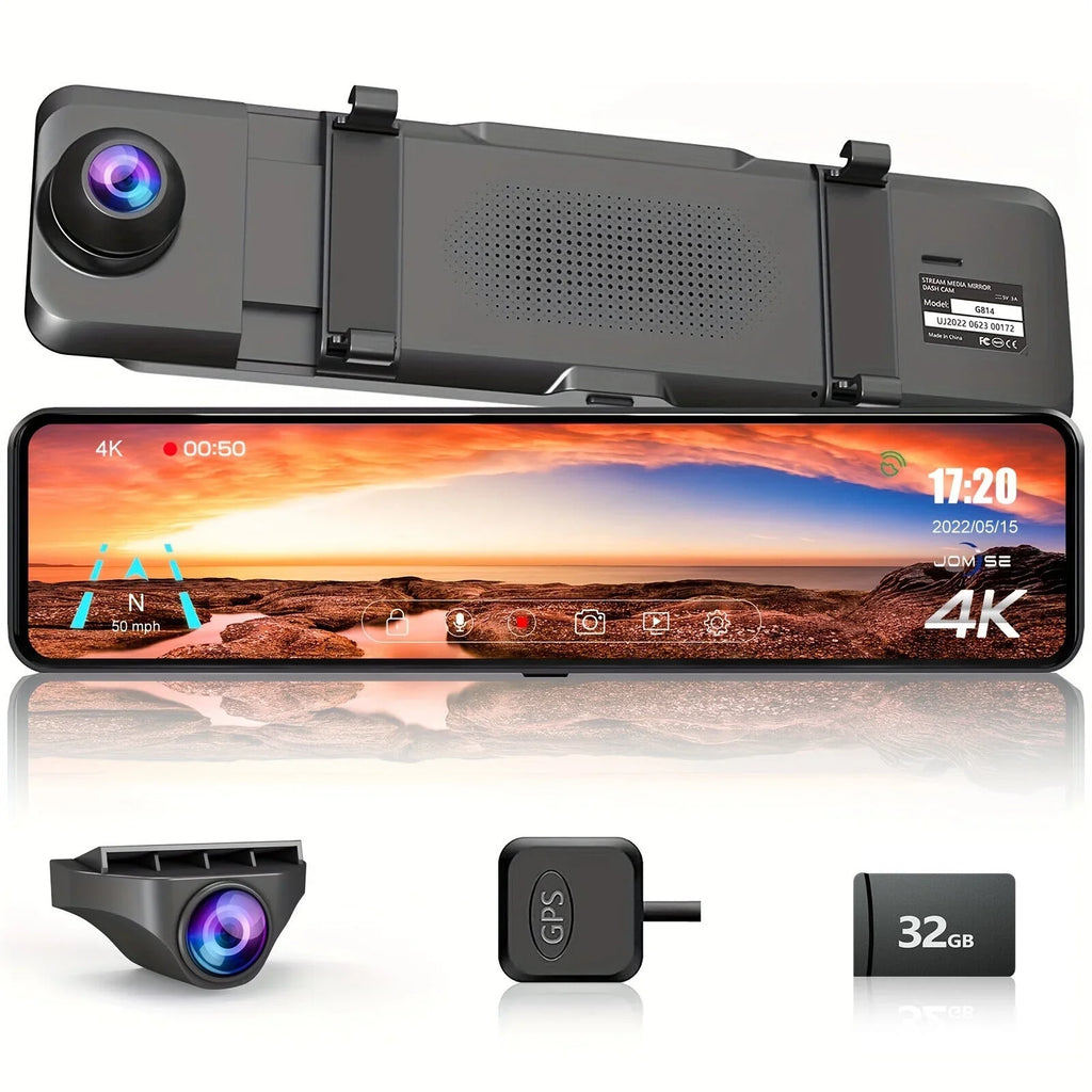 VVCAR  Dual Dash Cam 4K UHD  11" IPS Rearview Mirror Car DVR Camera Front Rear Video Recorder