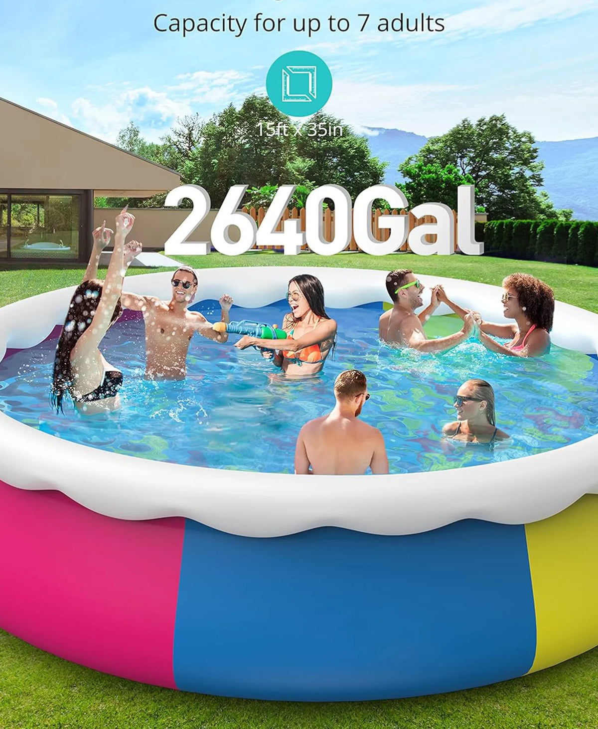 Inolait Inflatable Swimming Pool  Above Ground for Kids Family moisture Sport 15' x 36"