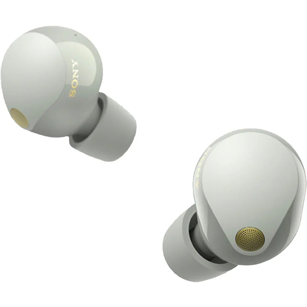 WF-1000XM5 Industry Leading Noise Canceling Truly Wireless Earbuds (Silver) Bundle with Silicone Case (Pink), Memory Foam Ear Tips, USB-A to USB-C Cable & 1 YR CPS Enhanced Protection Pack