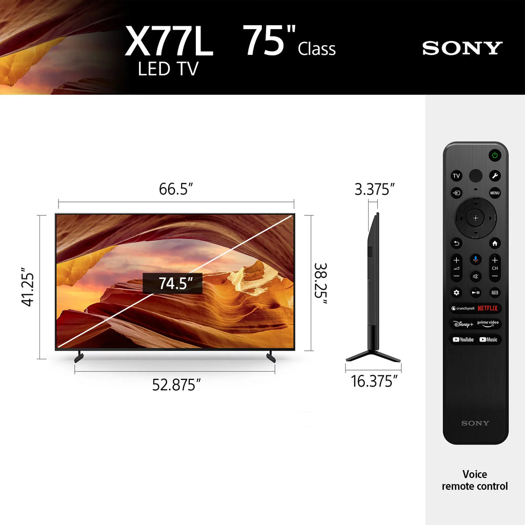 75” Class X77L 4K Ultra HD LED Smart Google TV KD75X77L - 2023 Model