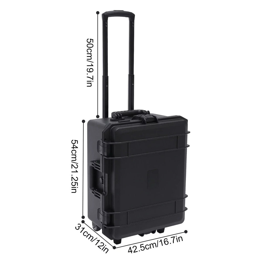 Miumaeov Large Portable Protective liquid and Shock protected Hard Case Camera Tools Equipment Laptop Hard Case Box with Wheels and Handle with 5 Layers Foam Black 16.7" x 12" x 21.25"