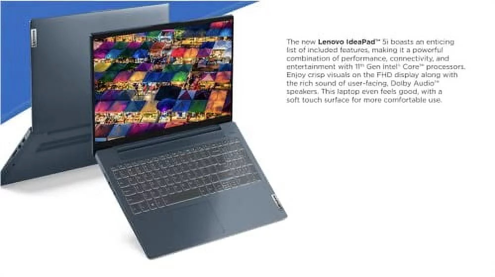 IdeaPad 5i 15.6" Touchscreen Laptop, IPS FHD 300 Nits Display, Core i7-1165G7, Iris Xe Graphics, Dolby Audio, Win 11, Fingerprint, USB-C, Backlit KB, WiFi 6, Webcam (12GB RAM | 512GB PCIe SSD)