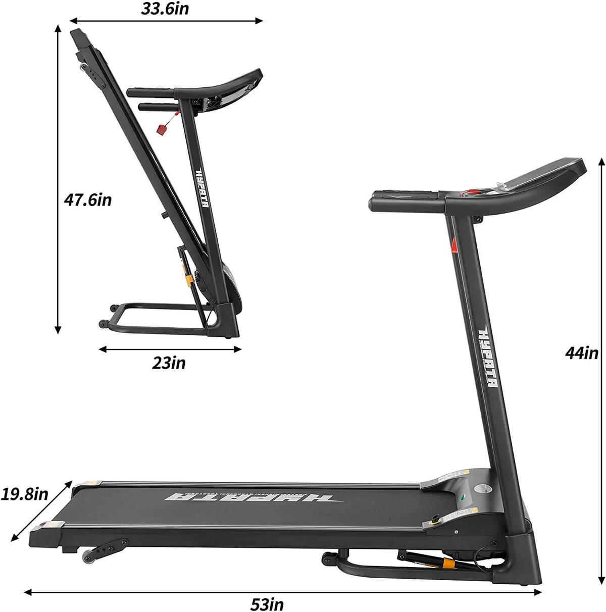 SKOK Treadmill 300 LBS Capacity with Incline, Folding Treadmill for Home Max 2.5  Electric Treadmill for Running and Walking Jogging Exercise with LED Display, 12 Preset Programs Running Machine