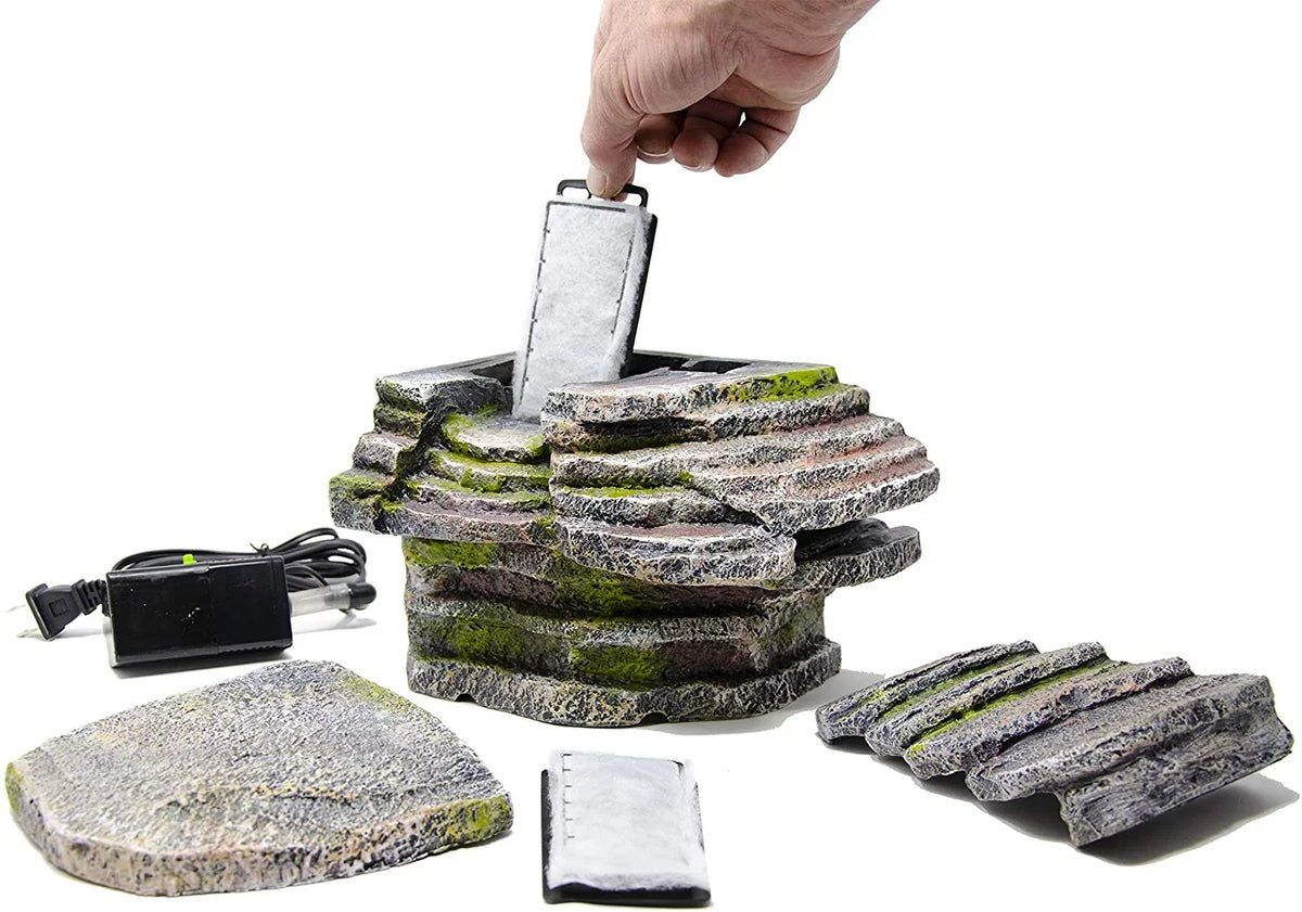 Penn-Plax Reptology Crystal-Falls Tiered moisture Filtration System for Turtles and Amphibians, Gray