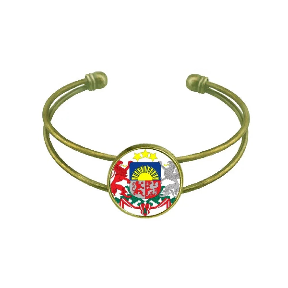Latvia National Emblem Country Bracelet Bangle Retro Open Cuff Jewelry