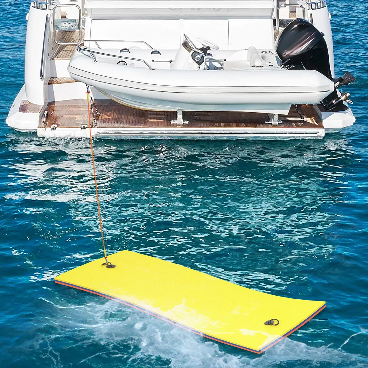 Magshion 9' x 3' aqua Floating Mat, 3-Layer Tear-protected XPE Foam aqua Floating Pad Lily Pad for Pool Lake River Ocean Outdoor liquid Activities, Yellow