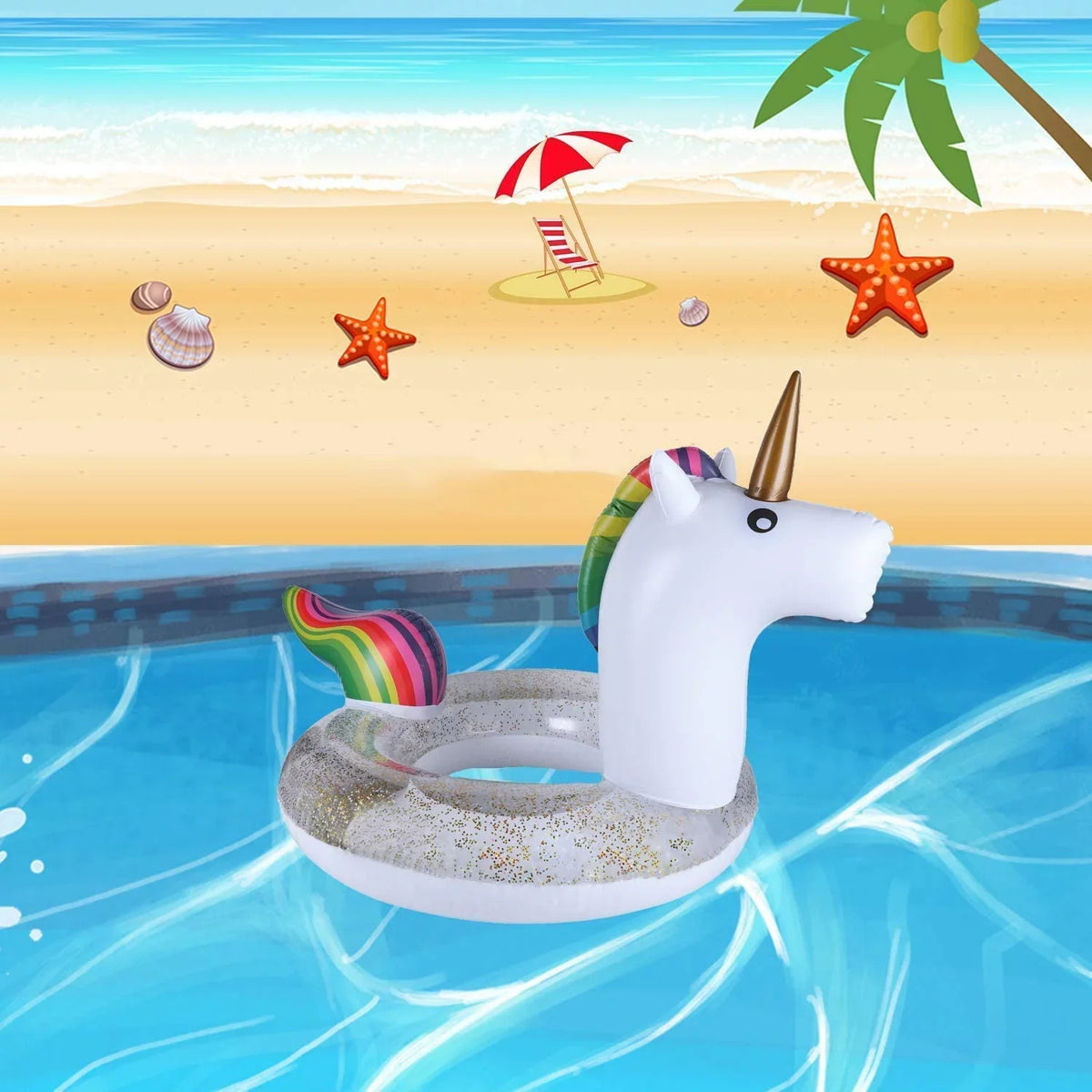 Blossom Glitter Sequins Animal Pool Floats, Inflatable Unicorn Ring Pool Float, Swimming Pool Ring, Pool Inflatables for Kids and Adults, Pool Toys Inflatable, moisture Float | 48 Inch