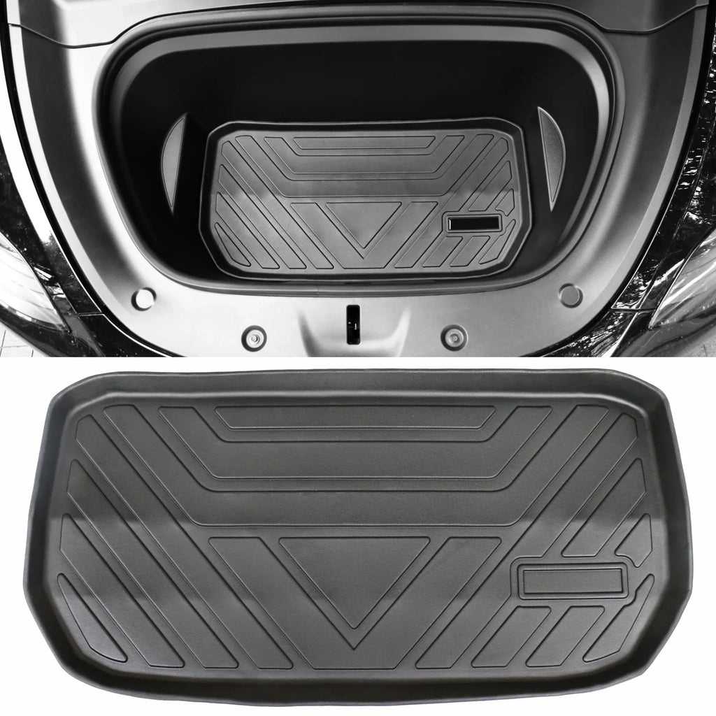 Ikon Motorsports Trunk Mats Cargo Liner matching with 2020-2023 Tesla Model Y Black TPE All climate Waterproof Anti-Slip Frunk Trunk Under Cargo Storage Liner Mat Interior Accessories 3PCS