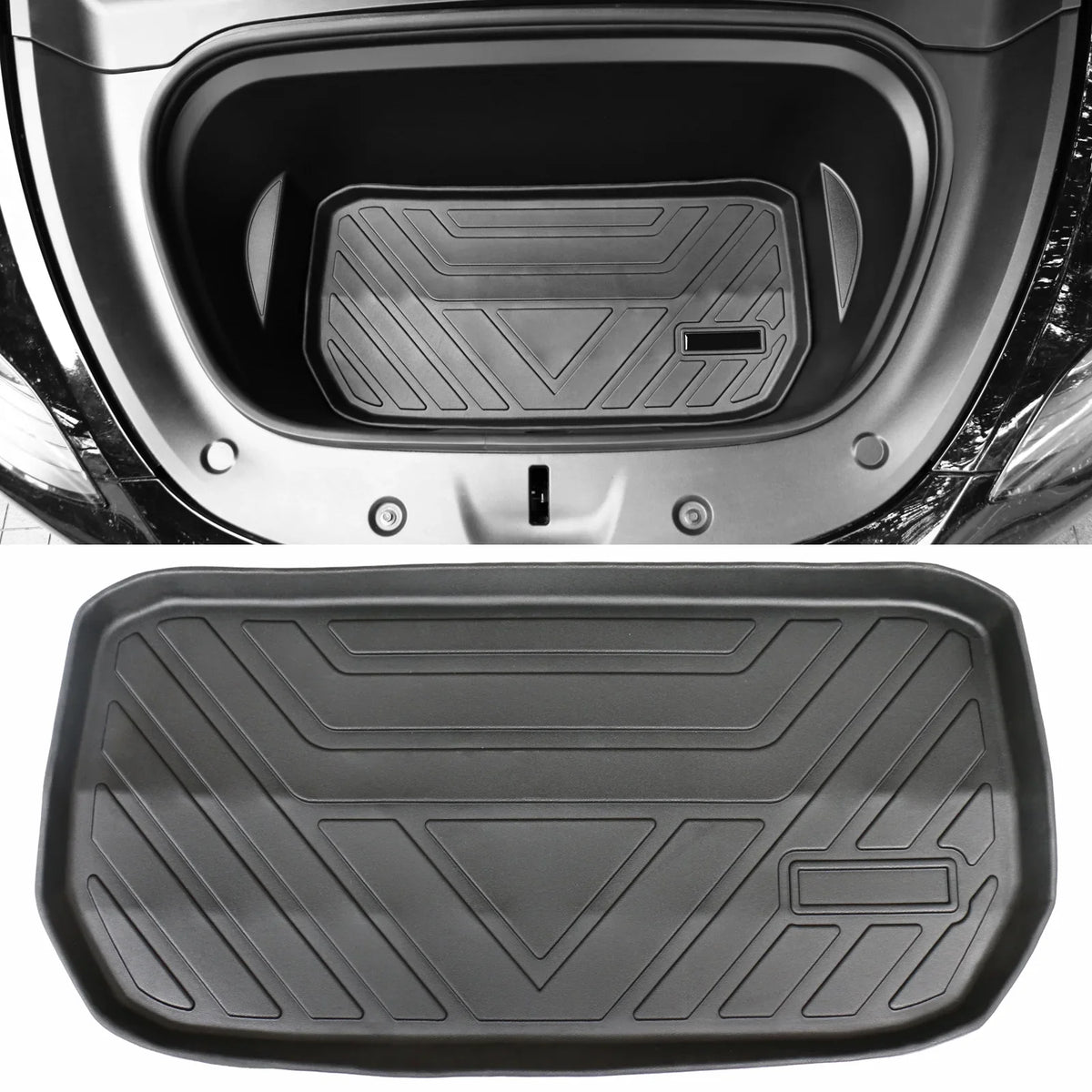 Ikon Motorsports Trunk Mats Cargo Liner matching with 2020-2023 Tesla Model Y Black TPE All climate Waterproof Anti-Slip Frunk Trunk Under Cargo Storage Liner Mat Interior Accessories 3PCS