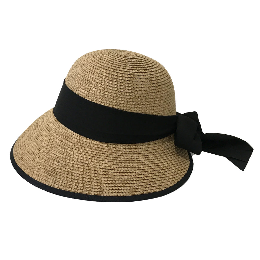 Magid Hats Women's Straw Garden Sun Hat with Ribbon Big Bow UPF 50+, Toast