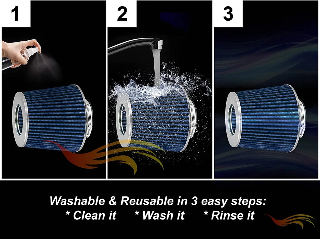 Rtunes Racing Short Ram Air Intake Kit + Filter Combo BLUE appropriate For 98-05  E46 3-Series â€¦