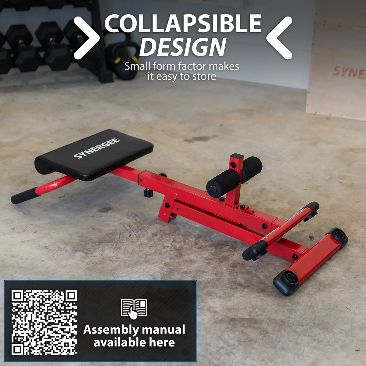 GHD Ab Bench for Lower Back Workout, Hyper Exercises.. Red Coated Steel Hyperextension Machine. Synergee Roman Chair