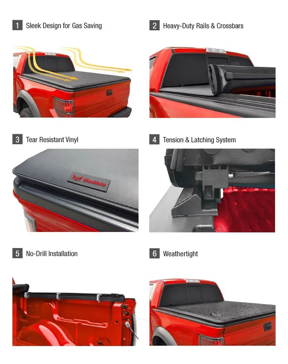 MaxMate Soft Roll-up Truck Bed Tonneau shield matching with 2019-2024  Ranger | 5' (61") Bed | TCF169066