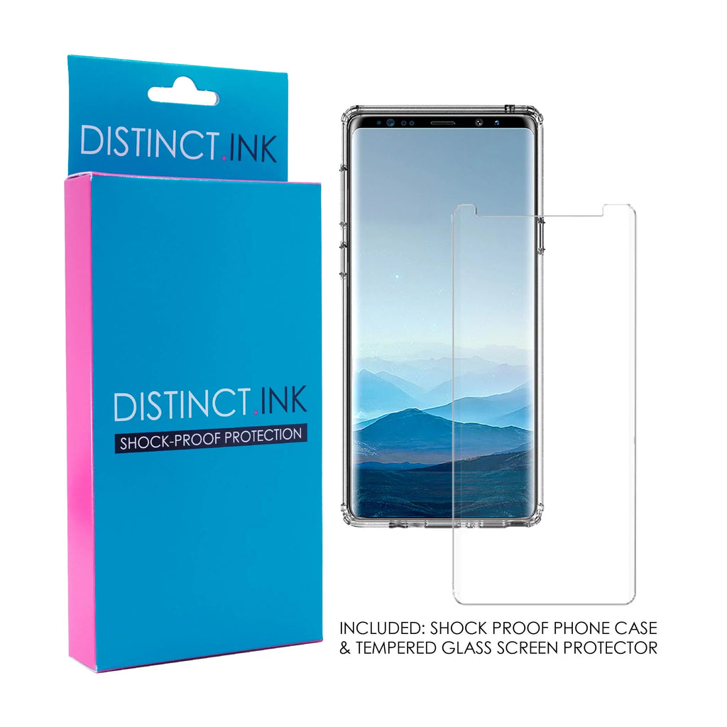 DistinctInk Clear Shockproof Hybrid Case for  Galaxy Note 9 - TPU Bumper, Acrylic Back, Tempered Glass Screen Protector - Matthew 9:29 - Because of Your Faith, It Will Happen