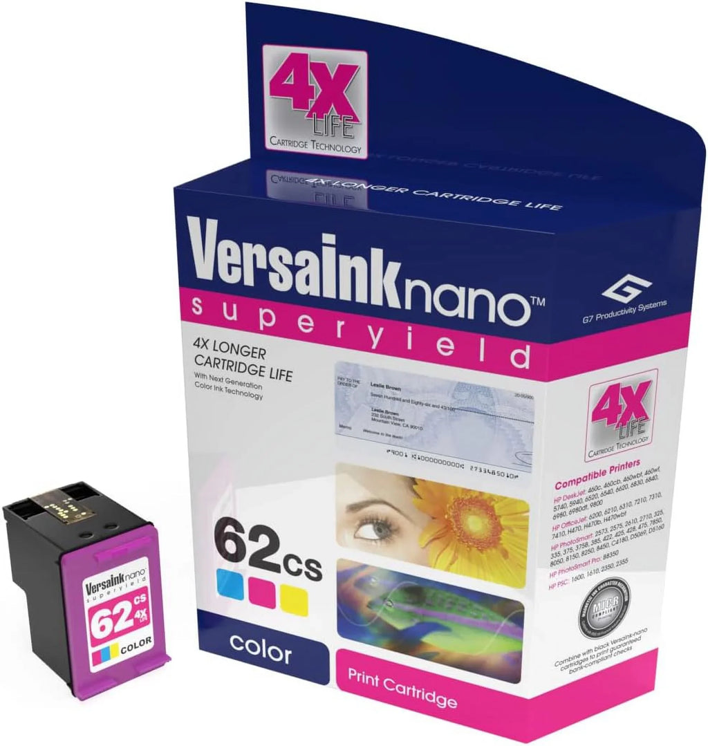 VersaInk-nano  62MS Black(MICR)  62CS Color Cartridges - 4X Life