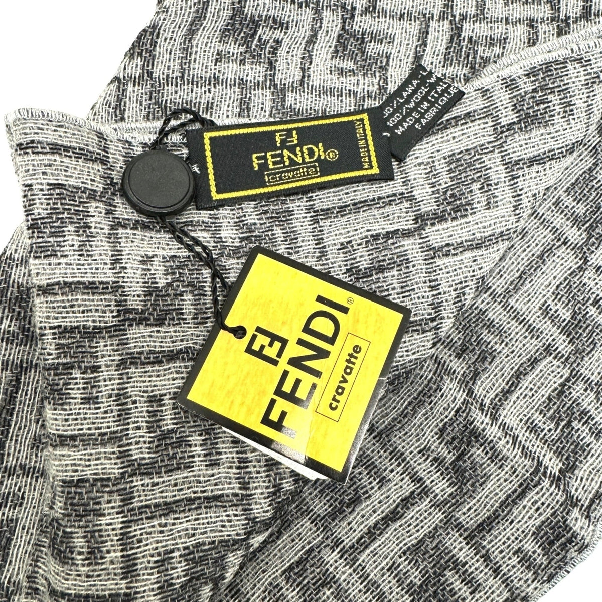 Pre-Owned FENDI Zucca Pattern FF Muffler Stole Wool Gray Men's Women's (Like New)