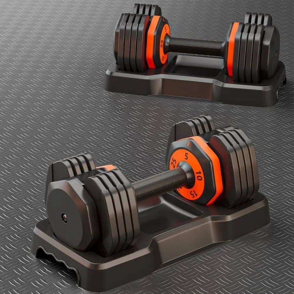 Adjustable Dumbbell Set 25LB Pairs 5 in 1 with Anti-Slip Metal Handle Fast Adjust Dumbbell Weight for Exercises Pair Dumbbells for Men and Women in Home Gym Workout Equipment