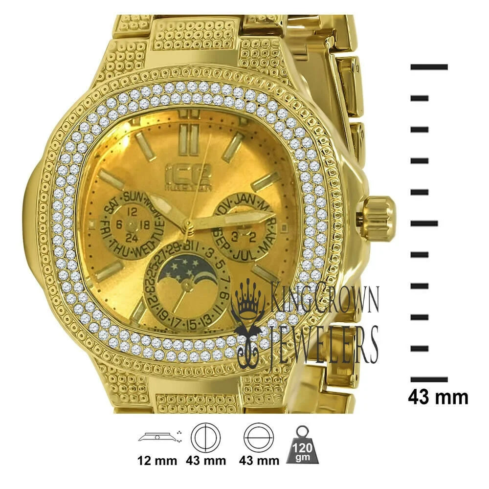 14K Yellow Gold Tone Simulated Diamonds Joe Rodeo Jojo Jojino aqua Resistance Metal Band Watch