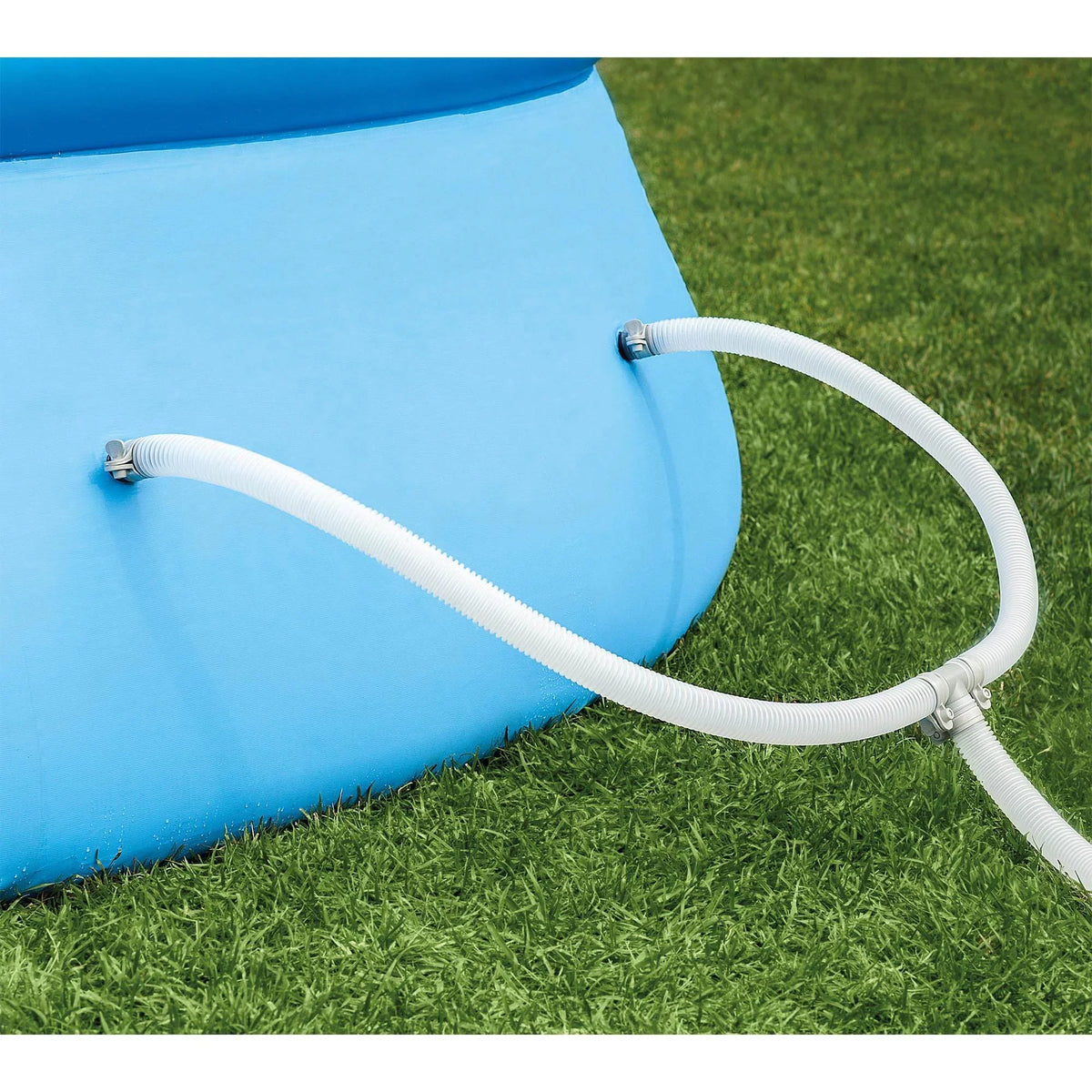 Intex 48in x 18ft Inflatable Round Metal Frame Above Ground Pool with Ladder, Pump & protector