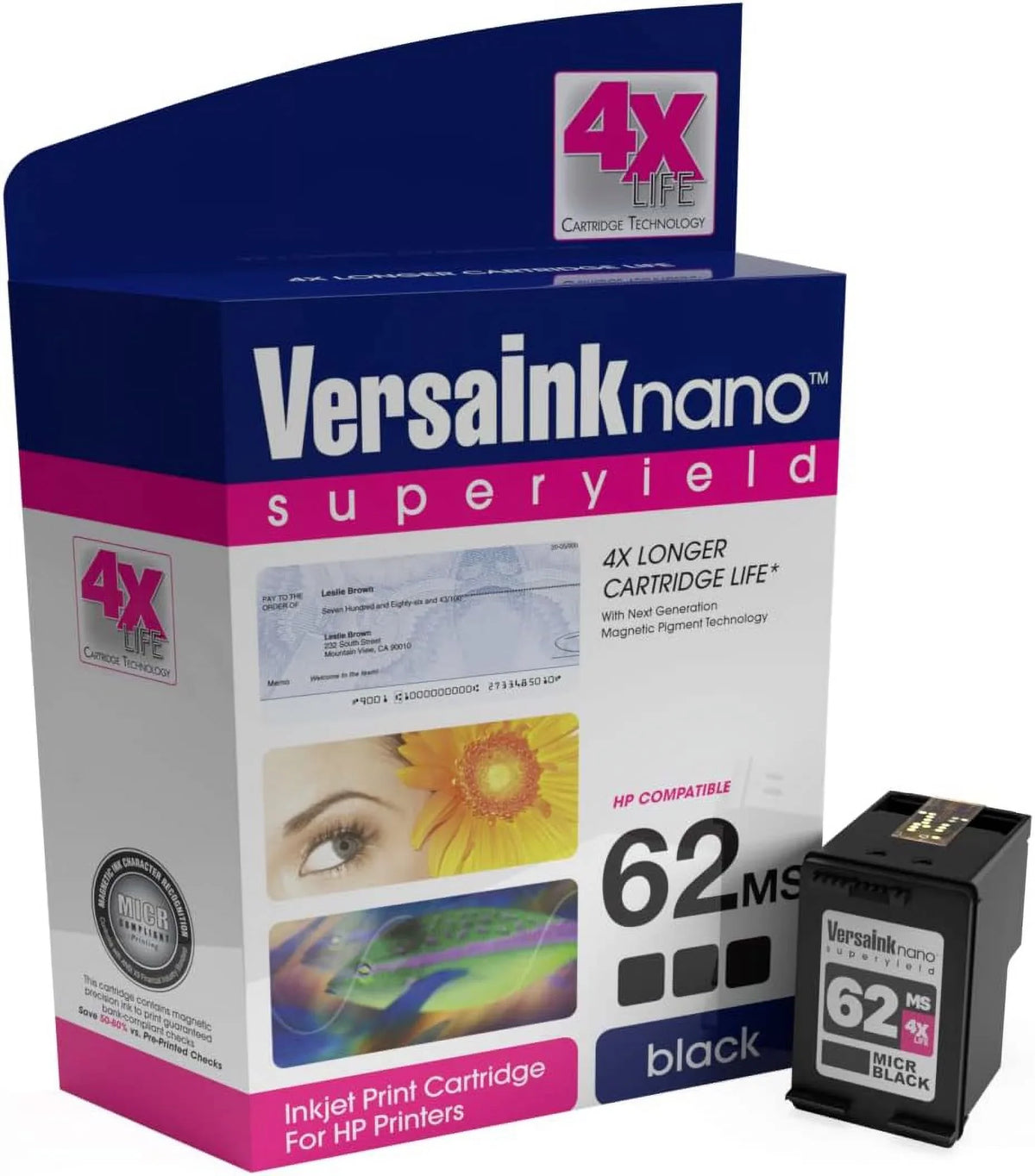 VersaInk-nano  62MS Black(MICR)  62CS Color Cartridges - 4X Life