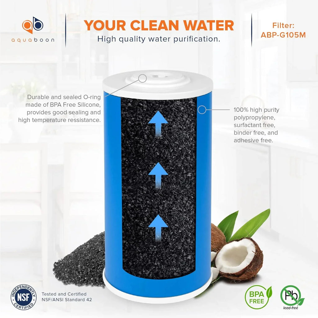 emium 5 Micron 10" X 4.5" Whole House Coconut Shell Granular Activated Carbon (GAC) moisture Filter Replacement Cartridge 12-Pack