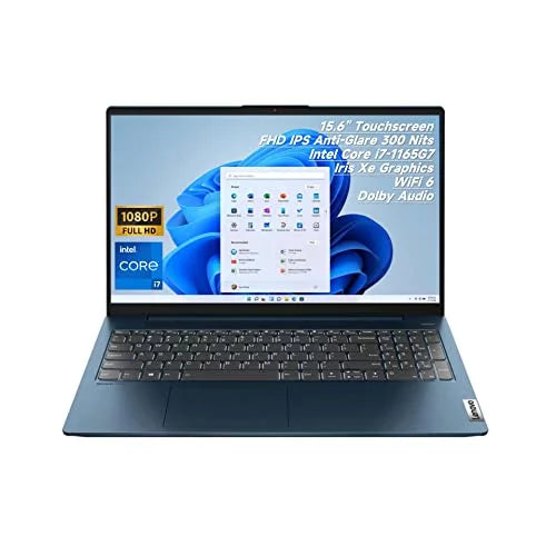 IdeaPad 5i 15.6" Touchscreen Laptop, IPS FHD 300 Nits Display, Core i7-1165G7, Iris Xe Graphics, Dolby Audio, Win 11, Fingerprint, USB-C, Backlit KB, WiFi 6, Webcam (12GB RAM | 512GB PCIe SSD)