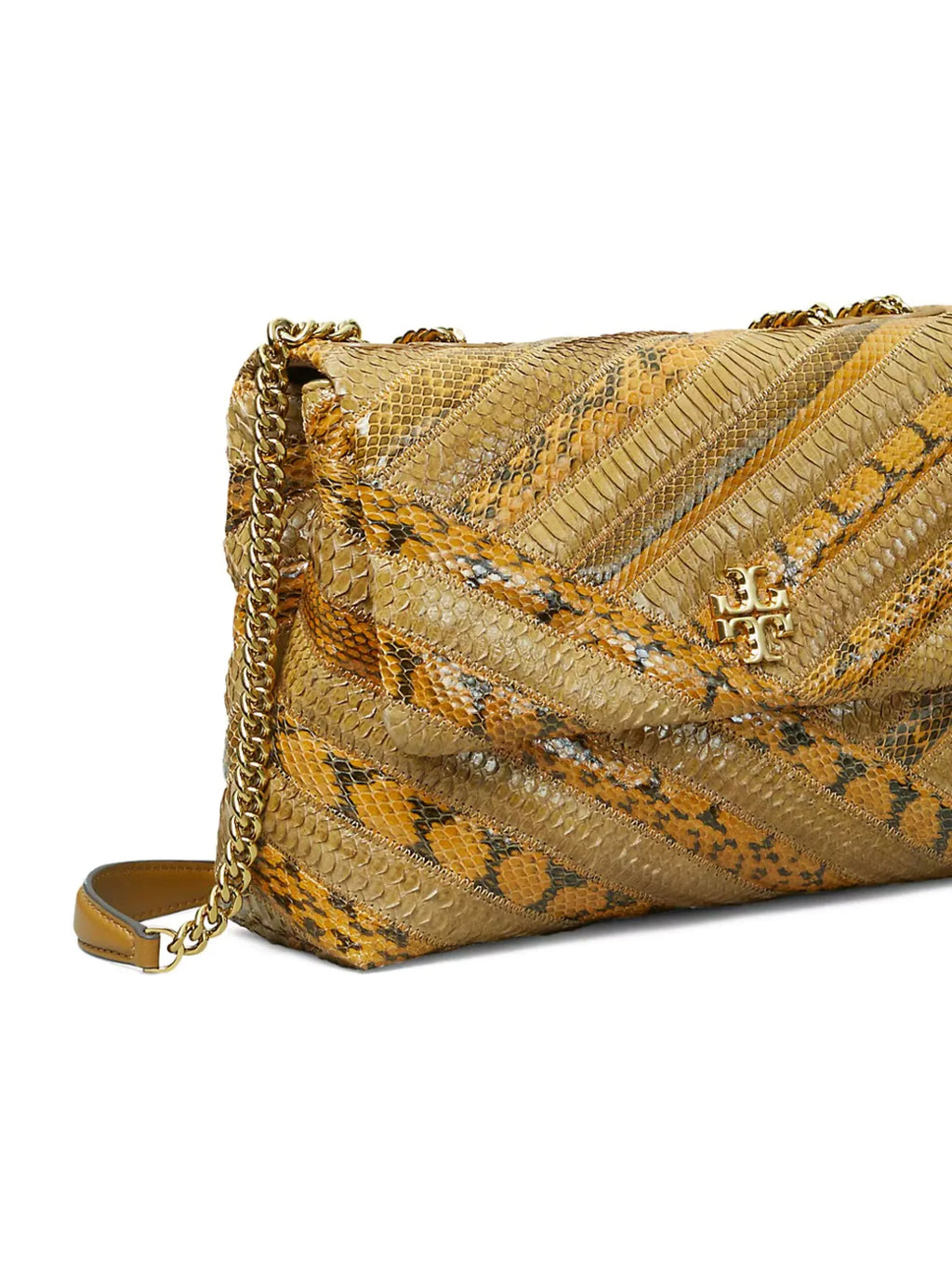 Tory Burch Snap Closure Leather Kira Chevron Snake Shoulder Bag New
