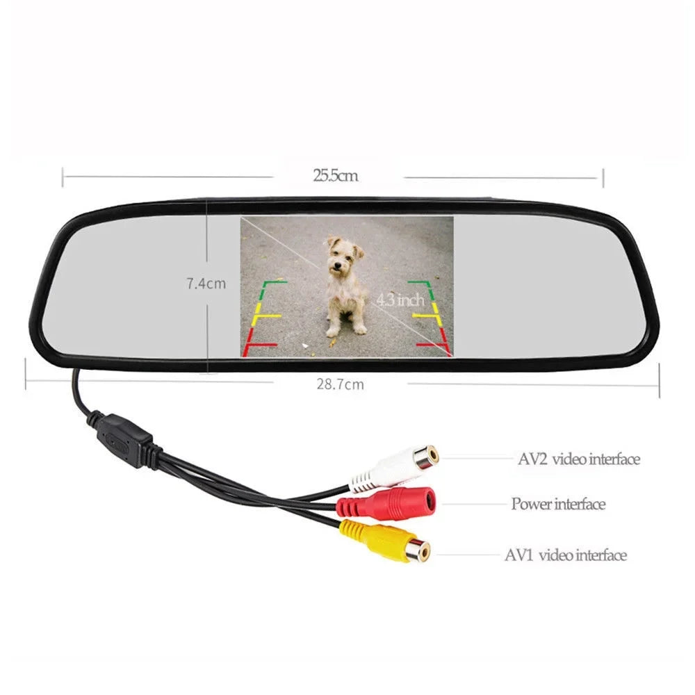 4.3inch HD Monitor Car Backup Reverse Camera Rear View Parking License Plate System