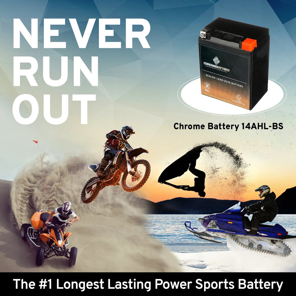 Chrome Battery YTX14AHL-BS (14AHL-BS 12 Volt,12 Ah, 210 CCA) Motorcycle Battery for Suzuki 1100cc Gsx-r1100 1990